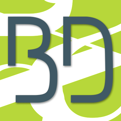 Four different textures show in a loop behind the initials BD from the Bowyer Design logo.